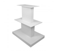 ExTL-80х120-60x100-40х80-130H Экспостенд (с тремя уровнями),Н1300,ЛДСП 16мм,белый шагрень,с колёсами