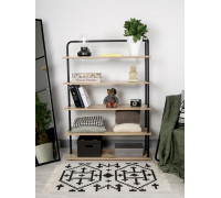 Стеллаж Отрада широкий с 5 полками из ЛДСП, 900х330х1260Н, черный/дуб