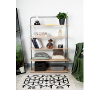 Стеллаж Отрада широкий с 5 полками из ЛДСП, 900х330х1260Н, серый/дуб