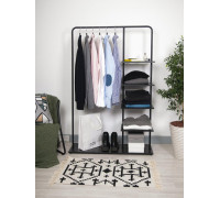 Вешалка напольная Отрада с пятью полками для одежды и обуви из ЛДСП, 1000х330х1500Н, черная/черная