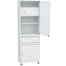 Шкаф 1-но створчатый  ШМС-1-Т-Р-1 стекло/металл с трейзером с рег опор с выдв ящ