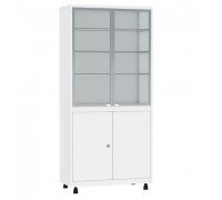 Шкаф 2-ух створчатый ШМС-2-А-Р стекло/металл в алюминиевой раме с регулируемыми опорами