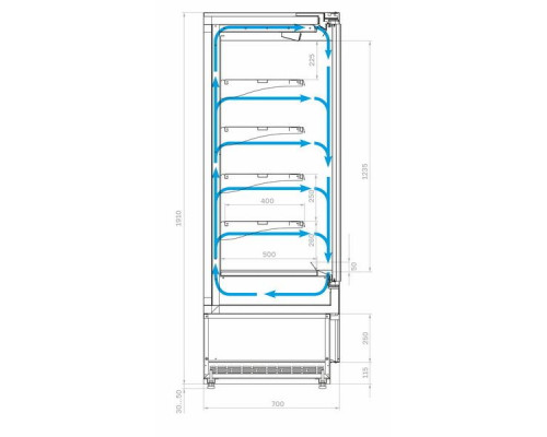 Холодильная горка гастрономическая Carboma FC 20-07 VM 0,7-1 0300 Light (фронт X0) версия 2.0 9006-9005