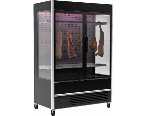 Холодильная горка мясная Carboma FC20-08 VV 1,3-3 X7 (распашные двери структурный стеклопакет) (9005 цвет черный)