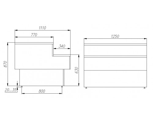Прилавок кассовый POLUS GC110 N 1,25-7  (П-1,25 Carboma GC110) (1005 ВЕНГЕ)