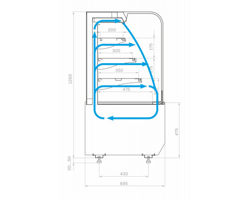 Витрина кондитерская Carboma KR70 VM 0,9-2 Standart открытая, горка (9005-0109)