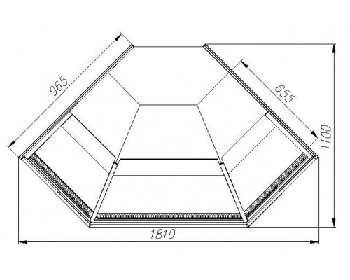 Витрина нейтральная Carboma KC95 N-5 (1003 белый) (внешний угол 90)